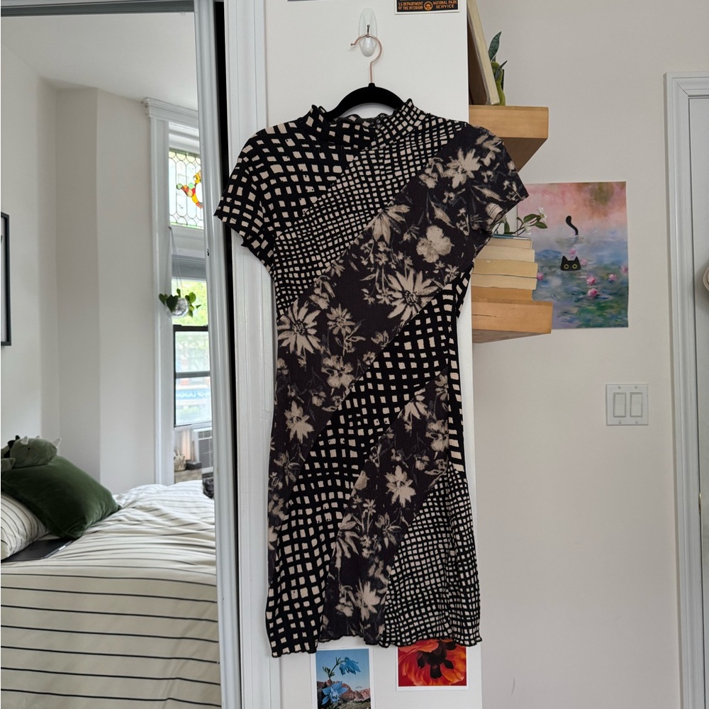 Urban Outfitters Black and White Mock Neck Mini Dress
